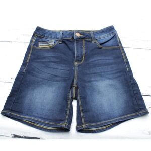 Thorn Mid Rise Stretch Denim Bermuda Shorts Dark Wash 8 Indie Classic